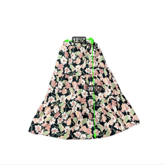Who What Wear Multicolor Floral Waist Tie Maxi Skirt Size Medium Boho Trendy - Picture 6 of 9